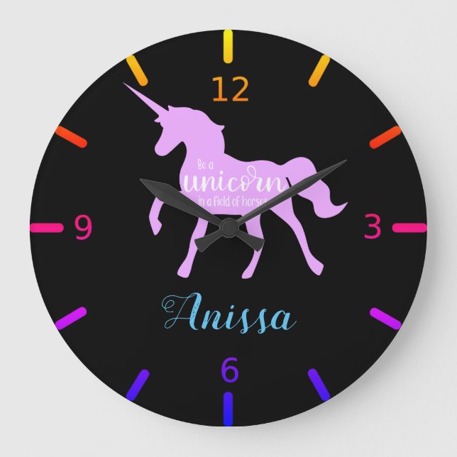 Be a Unicorn Square Wall Clock (Front)