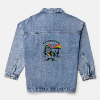 Be A Unicornasaurus Rex In A Field Of Unicorn Dino Denim Jacket