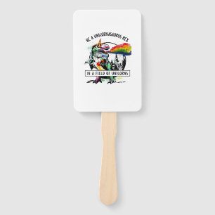 Be A Unicornasaurus Rex In A Field Of Unicorn Dino Hand Fan