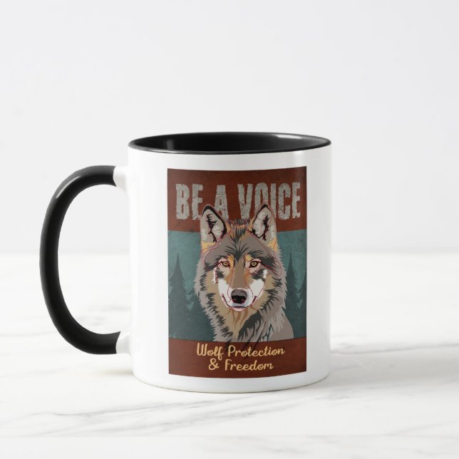 Be a Voice - Wolf Protection and Freedom Mug (Left)