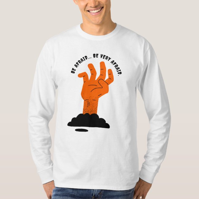 Be Afraid - Creepy Orange Hand Halloween Men's T-Shirt (Front)