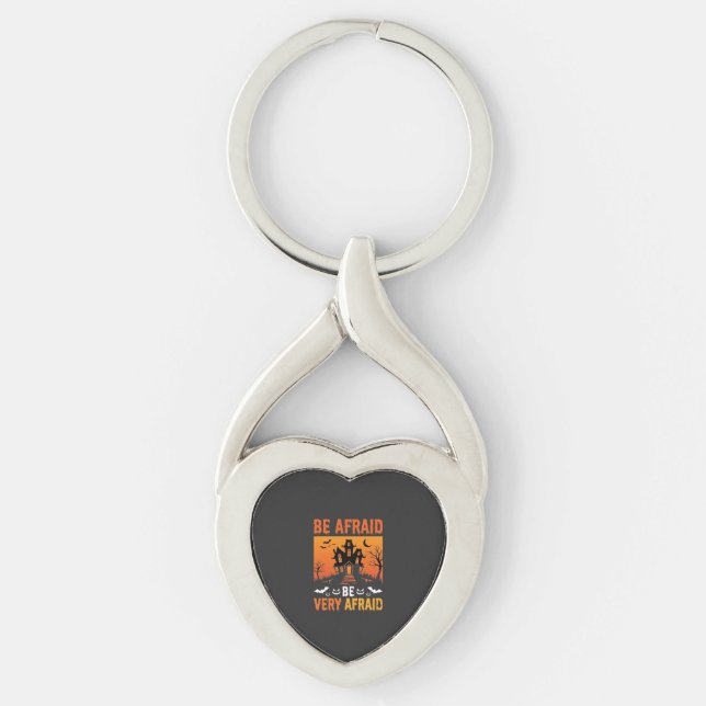 Be Afraid Haunted House Halloween Design Key Ring (Front)