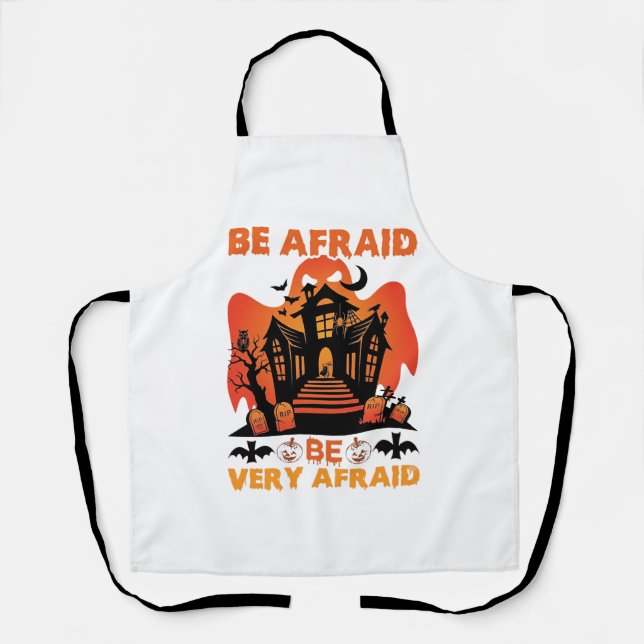 Be Afraid Very Halloween Haunted House Pumpkins_1 Apron (Front)