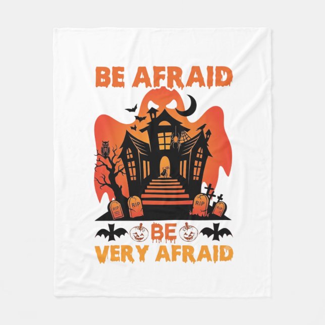 Be Afraid Very Halloween Haunted House Pumpkins_1 Fleece Blanket (Front)