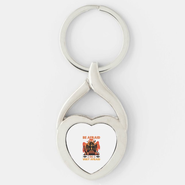 Be Afraid Very Halloween Haunted House Pumpkins_1 Key Ring (Front)