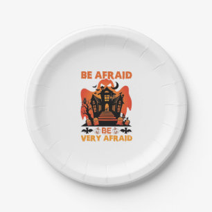 Be Afraid Very Halloween Haunted House Pumpkins_1 Paper Plate