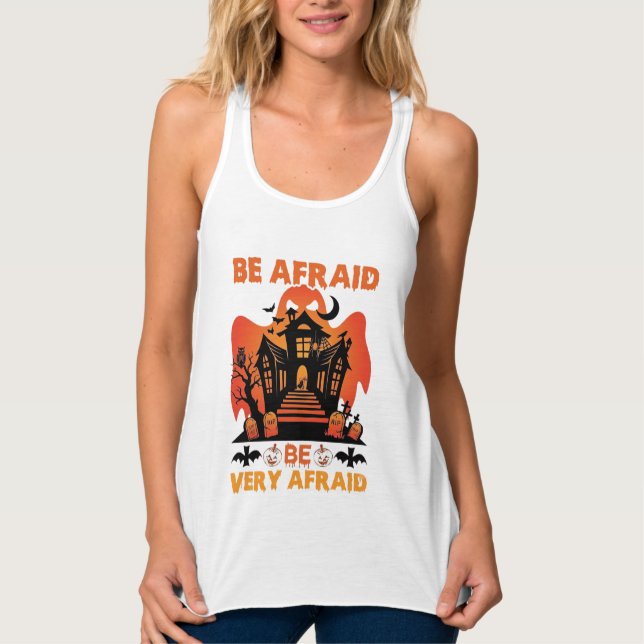Be Afraid Very Halloween Haunted House Pumpkins_1 Singlet (Front)