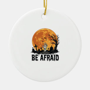 Be Afraid Vintage Halloween Graveyard Vector Desig Ceramic Tree Decoration
