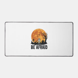 Be Afraid Vintage Halloween Graveyard Vector Desig Desk Mat