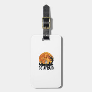 Be Afraid Vintage Halloween Graveyard Vector Desig Luggage Tag