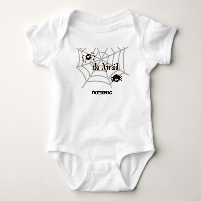 Be Afraid with Not So Scary Spiders Personalised Baby Bodysuit (Front)
