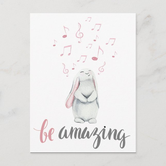 Be Amazing Music Bunny Postcard (Front)
