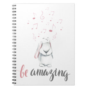Be Amazing Music Bunny Spiral Notebook