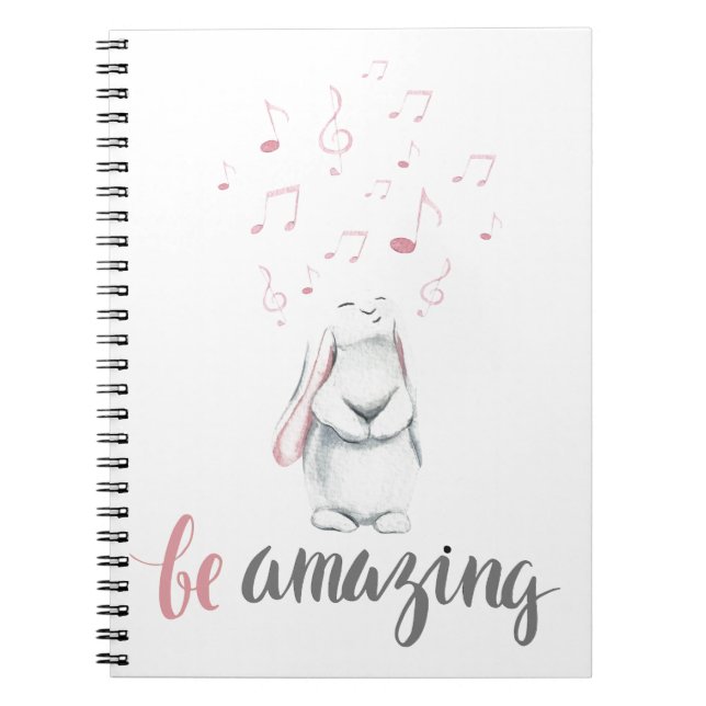 Be Amazing Music Bunny Spiral Notebook (Front)