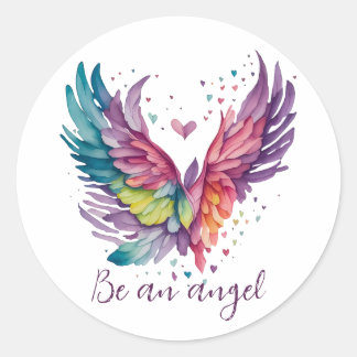 Be an angel classic round sticker
