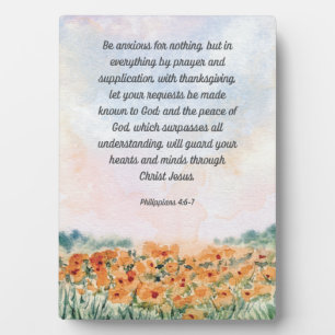 Be Anxious for Nothing Bible Verse Artwork 5x7 Plaque