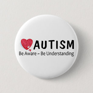 Be Aware Be Understanding (P Hrt) 6 Cm Round Badge
