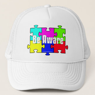 "Be Aware" Puzzle Pieces Autism Awareness Hats