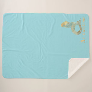 Be Awesome Gold Aqua Sparkle Mermaid Sherpa Blanket
