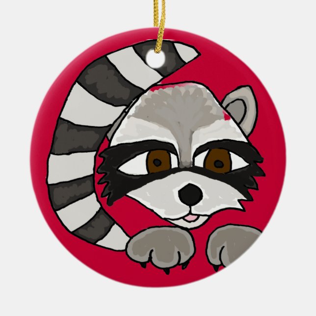 BE- Awesome Racoon Cartoon Ornament (Front)