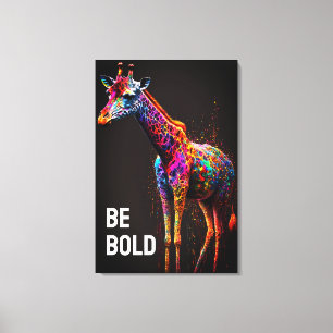 Be Bold Colourful Rainbow Giraffe Cute Zoo Animal Canvas Print