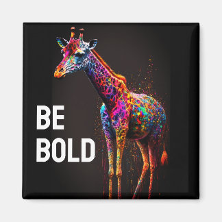 Be Bold Colourful Rainbow Giraffe Cute Zoo Animal Magnet