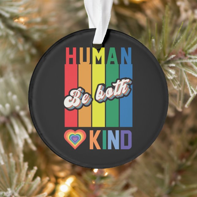 Be Both Human and Kind – Vintage Rainbow-Inspired Ornament (Tree)