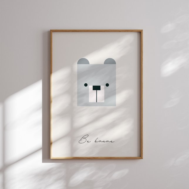 Be brave, bear kids affirmation neutral print (Creator Uploaded)