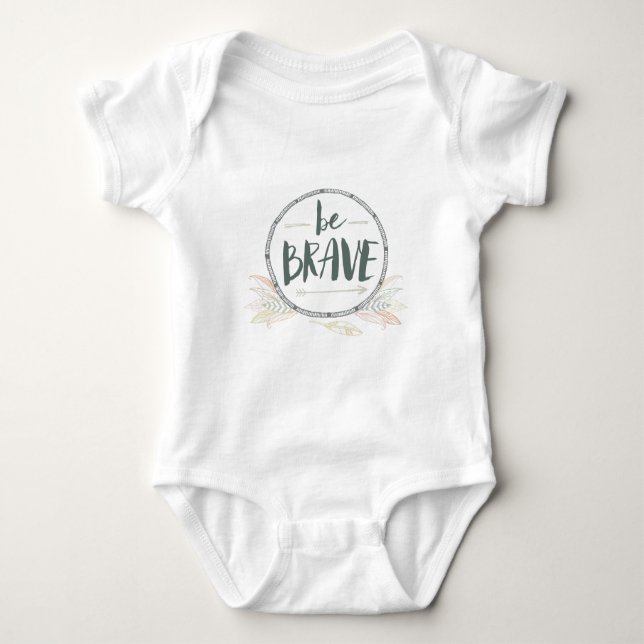 Be Brave Feather & Arrows Baby Bodysuit (Front)