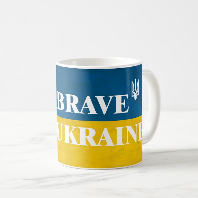 Be brave like Ukraine textured quote Coffee Mug (Front Right)