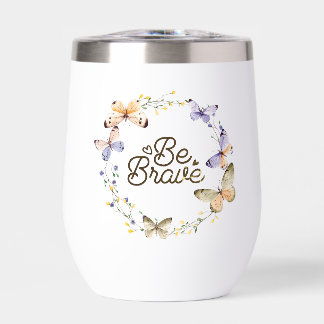 Be Brave, Purple Yellow Butterflies Wreath