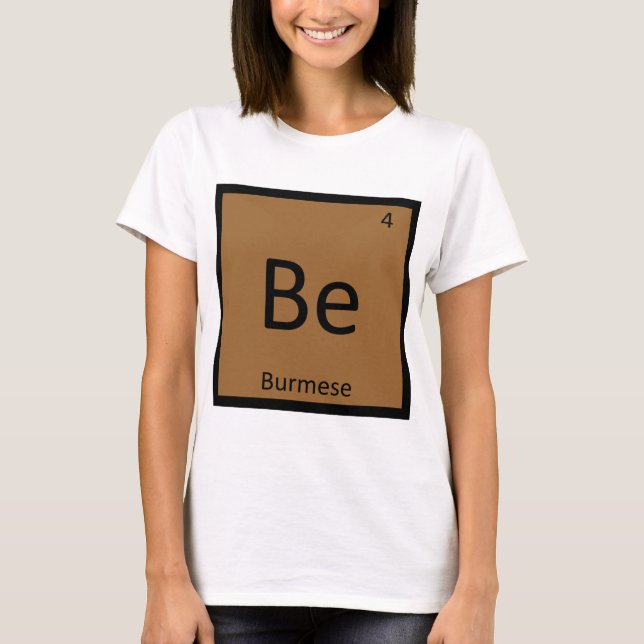 Be - Burmese Cat Python Chemistry Element Symbol T-Shirt (Front)