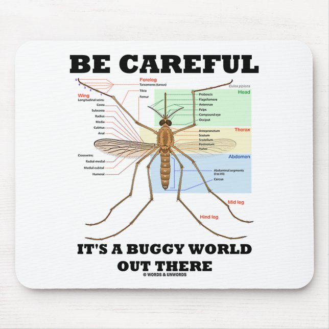 Be Careful It's A Buggy World Out There (Mosquito) Mouse Pad (Front)