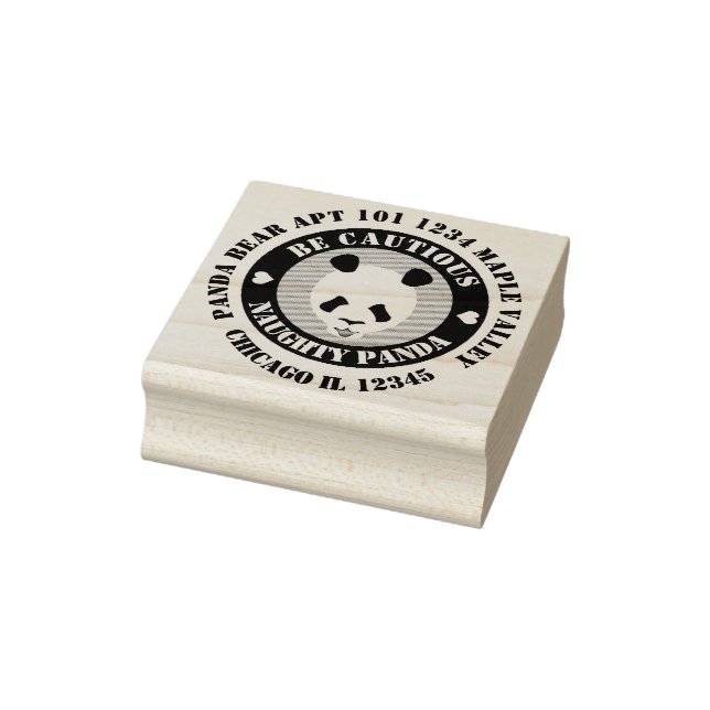 Be Cautious Naught Panda Rubber Stamp (Stamp)