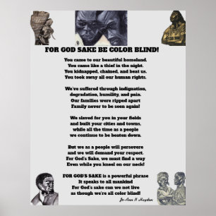 BE COLOR BLIND FOR GODS SAKE poster