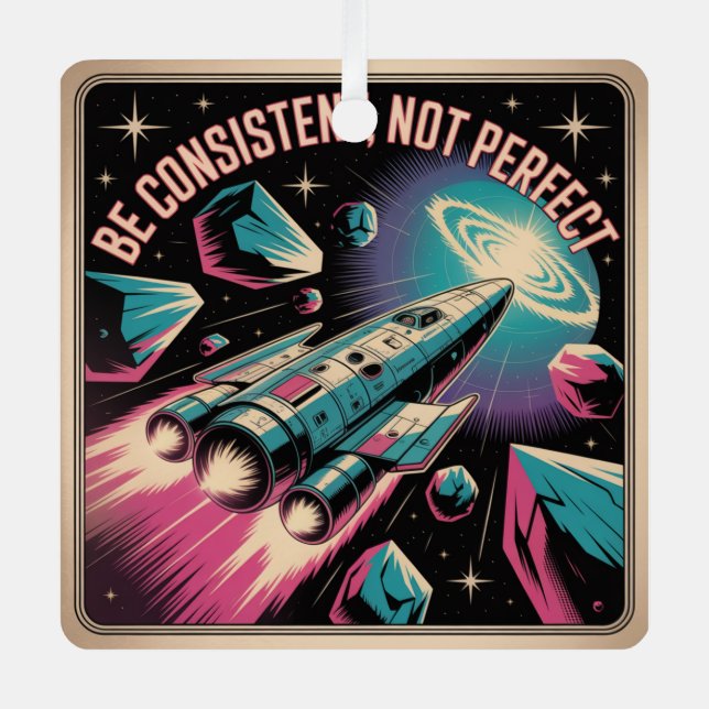 Be Consistent, Not Perfect Metal Tree Decoration (Front)