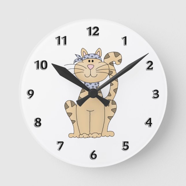 Be Cool Cat Round Clock (Front)