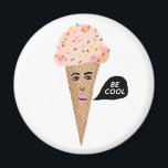 BE COOL Pink Ice Cream Cone Lady Rainbow Sprinkles Magnet<br><div class="desc">Pink Ice Cream Cone Lady sez BE COOL. Check out this magnet with an illustration of a cute pink ice cream cone with rainbow sprinkles. And check out my shop for more ice creams, tacos, broccoli, lemons and all kinds of fun things! You can always add your own text. Let...</div>