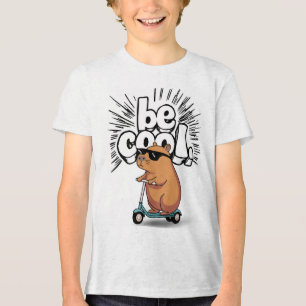 "Be Cool" Scooter Capybara Kids T-Shirt Tri-Blend Shirt