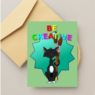 Be Creative Black and White Cat Postcard