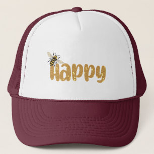 Be Cute Be Happy Nature Honey Bee Honeycomb Trucker Hat