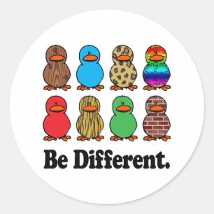 Be Different Ducks Classic Round Sticker