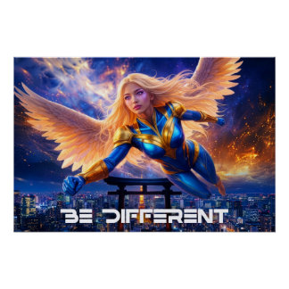 BE DIFFERENT -- Female Angel Hero Above Tokyo Poster