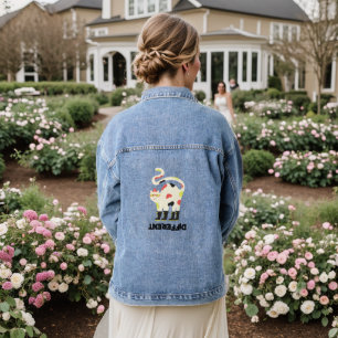 Be different funny funky cat design denim jacket