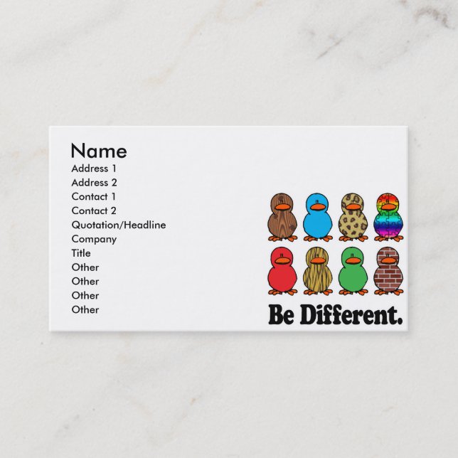 be different funny pattern ducky ducks business card (Front)