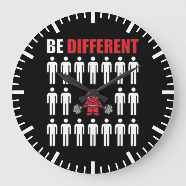 Be Different - Kawaii Anime Bodybuilding Workout Large Clock (Front)