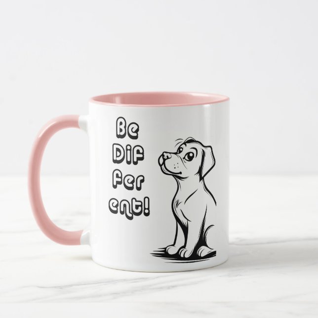 Be Different Smart Dog Mug – Inspiring Minimal Pet (Left)