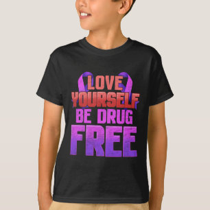 Be Drug Free Love Yourself Purple Ribbon T-Shirt