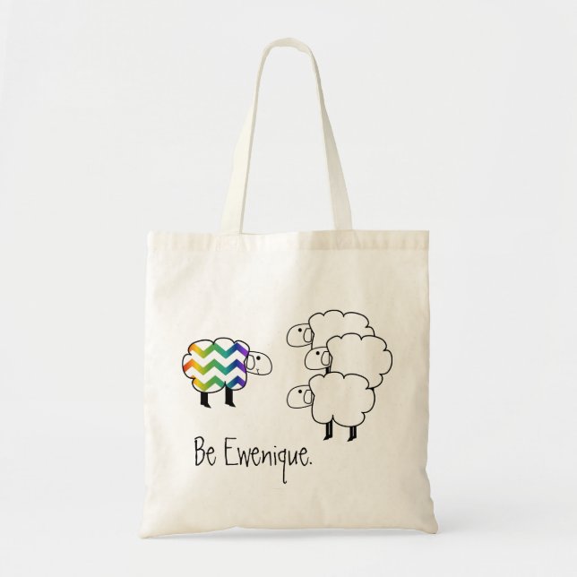 Be Ewenique Rainbow Sheep Tote Bag (Front)