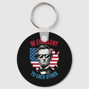 Be Excellent To Each Other Us Map Flag Abe Abraham Key Ring
